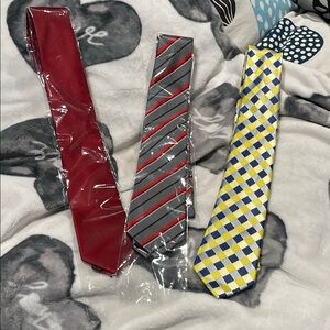 Elegant Red, Gray, and Yellow Ties Set